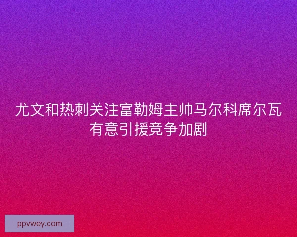 尤文和热刺关注富勒姆主帅马尔科席尔瓦有意引援竞争加剧 尤文和热刺关注富勒姆主帅马尔科席尔瓦有意引援竞争加剧
